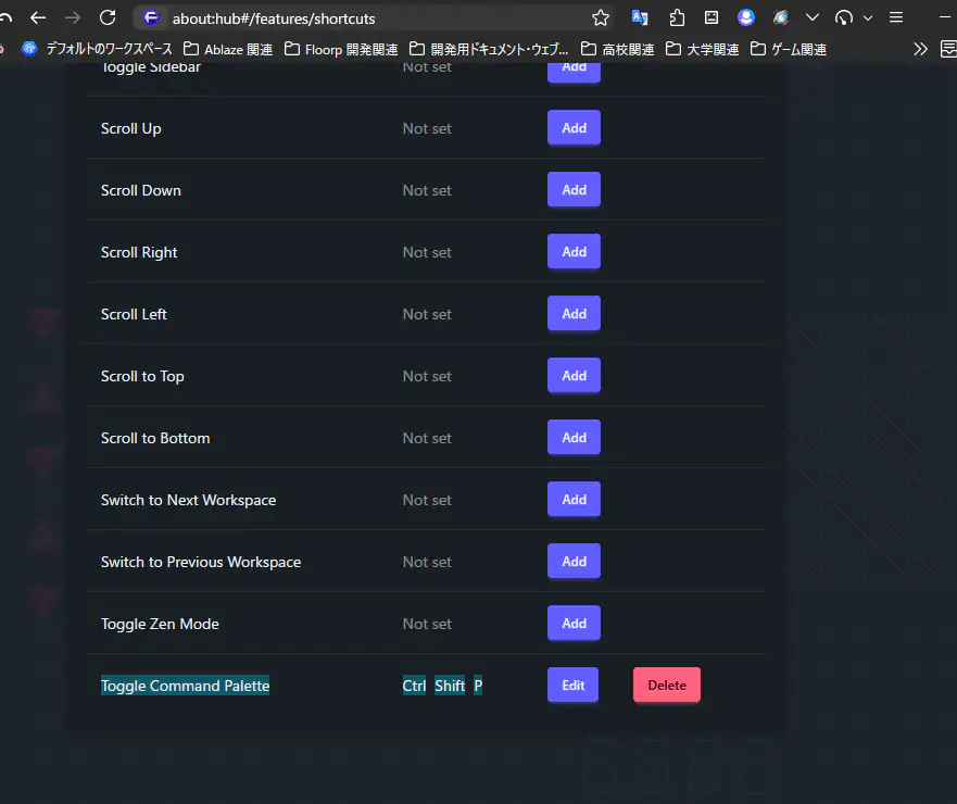 Command Palette assigned to a keyboard shortcut in settings